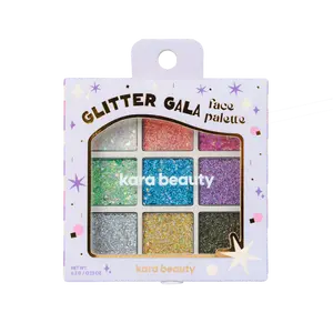 Kara Beauty Glitter Gala Face Palette - 9-Pan Pressed Glitter Palette for High-Shine Makeup