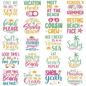 20pcs Creative Summer English Letter Stickers, Colorful Heat Transfer Patches for DIY Clothes, T-Shirts, Hats, Backpacks, Fashion Accessories