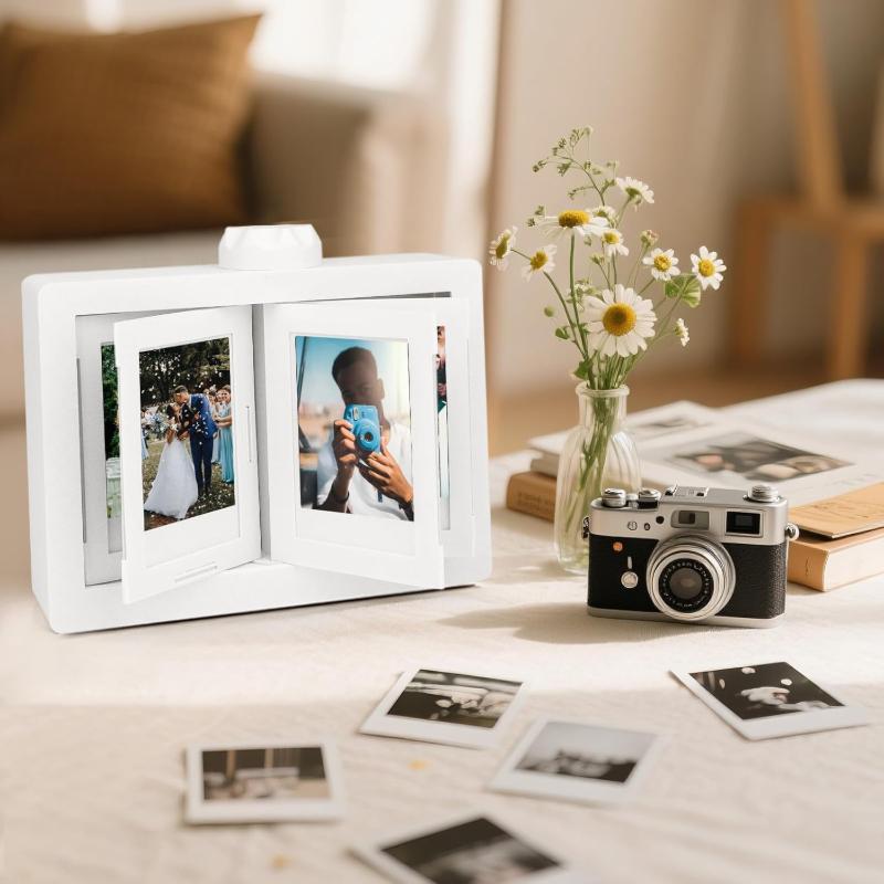 Photo Album Desktop Polaroid Rotating frames for 3x2in Mini Photos & Photocards, Rotating Flip Photo Album Desktop small picture frame for 24 Photos Family Photo Collections for Home Office Desk