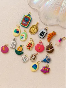 1PC Fashionable Minimalist Bohemian Style Pendant, Colorful Drip Oil, Duck, Parrot, Cherry Tomato, Heart Flower, House, Life Plants & Animals Series Pendant Accessories, DIY Fashion Accessories for Keychains, Bags, and Jewelry