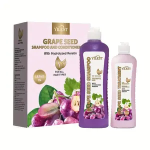 Yilest 2pcs Grape Seed Shampoo & Conditioner Set - Deep Nourishment for Strong, Healthy Hair with Shea Butter - Suitable for All Hair Types Haircare Comfort Cleansing Cleanser