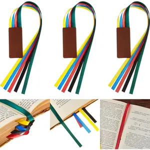 3 Count Bible Ribbon Bookmark Ribbon Markers Artificial Leather Bookmark with Colorful Ribbons for Books