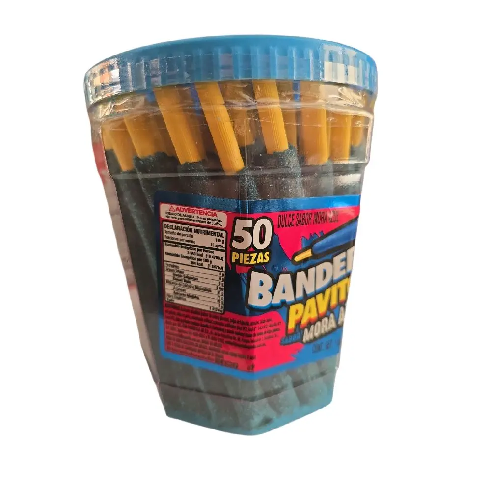 Banderilla Pavito Blueberry Flavor Candy Straws – 50 Pieces