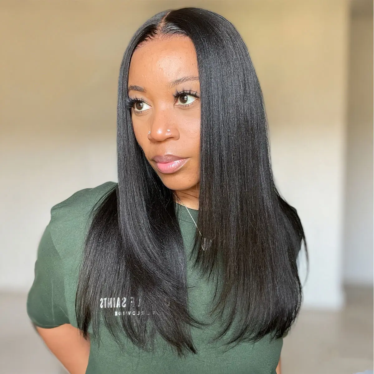 OQ Hair Full 220% Density Wear Go 9x6 Tpart Layered Cut Yaki Straight Bob Wig Reddish Brown Color Ear To Ear Deep Part Lace Glueless Wig Human Hair Pre Bleached Tiny Knots With Drawstring #Sohochic
