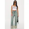 All The While Cuffed Wide Leg Jeans - Vintage Wash