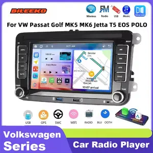 Bileenko 7 Inch HD 2din Car Audio Video Host, Compatible with Volkswagen Seat Skoda Passat Golf Polo, Supports Carplay Android Auto, Android Auto Player