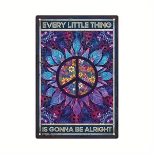 Putuo Decor 1pc Vintage Hippie Tin Sign, Inspirational Quote Metal Wall Art, Music-Themed Gift for Family & Friends, 7.8x11.8in Home Posters & Prints
