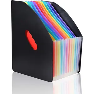 Desktop Expanding File Holder 13 Rainbow Pockets Portable File Folder 24 Tab Accordion File Organizer Self Standing Magazine File Rack with Cloud-Shape Handle