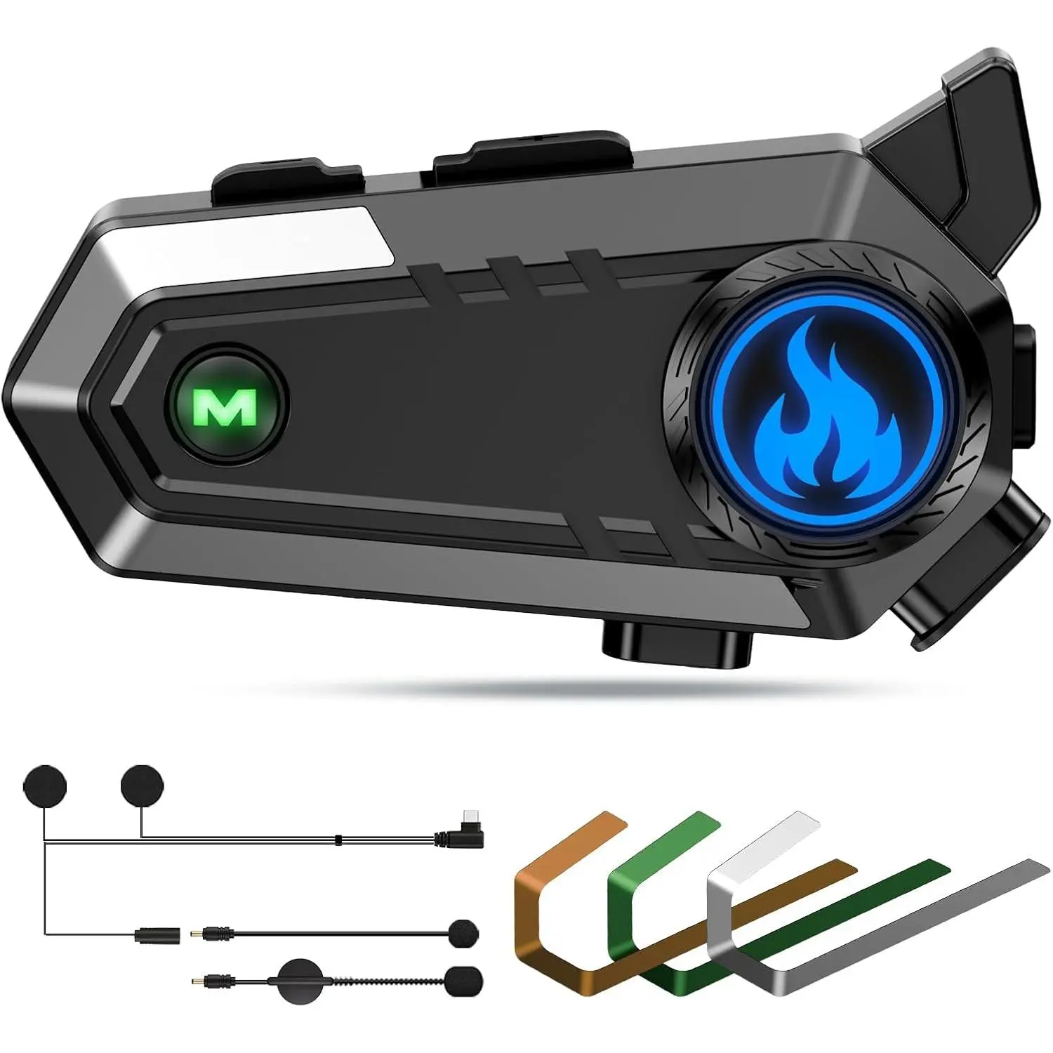 Motorcycle Helmet Bluetooth Headset, V5.4 Helmet Speakers with 2 Type Mics, 2-Way Intercom/Music Sharing/IPX6 Waterproof/Intelligent Noise