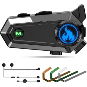 Motorcycle Helmet Bluetooth Headset, V5.4 Helmet Speakers with 2 Type Mics, 2-Way Intercom/Music Sharing/IPX6 Waterproof/Intelligent Noise