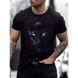 Manfinity Dauomo Men's Lion Printed Round Neck Short Sleeve Casual T-Shirt, Summer made in usa
