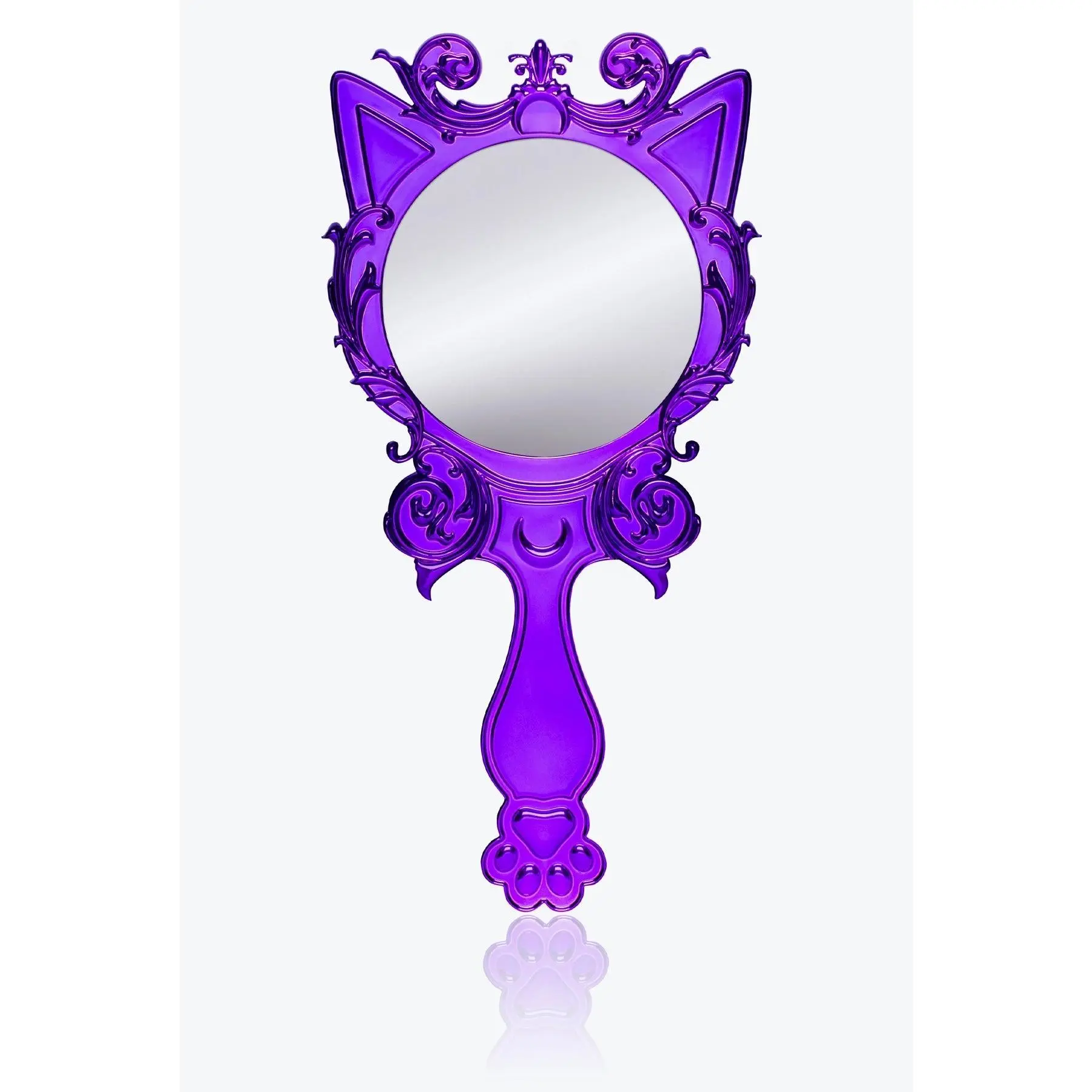 THE PURRFECT HAND MIRROR GOTHIC KITTY WHIMSICAL PURPLE CHROME