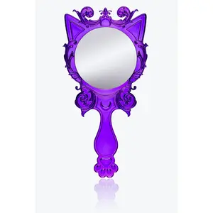 THE PURRFECT HAND MIRROR GOTHIC KITTY WHIMSICAL PURPLE CHROME