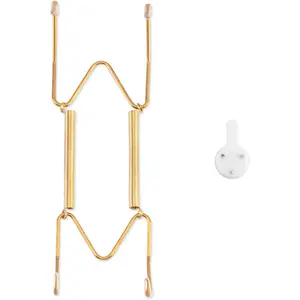 Stainless Steel Wire Plate Hangers for Wall, Suitable for 6-8 Inch Decorative Plates, Plate Holder for Displaying Plates Platters with Wall Hooks and Rubber Tip Protectors, Gold