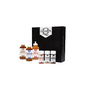 Lillie's Q BBQ Essentials Gift Box - Southern Style with Smoky, Carolina, and Gold Sauces & Rubs for Pulled Pork, Ribs, and Tri Tip - Sweet