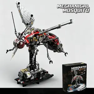 Mechanical Mosquito Building Set, 747 Pieces Cyberpunk Building Blocks Model, with Lights & Moving Joints, Elegant Gift Box, Ideal for Model Enthusiasts
