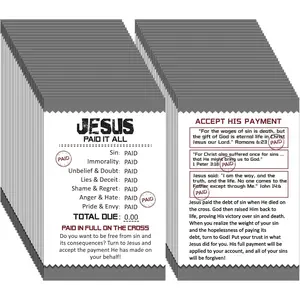 200 count Gospel Tract Card Salvation Cards Pocket Holy Postcard Prayer Postcards Christian Inspirational  Verses Bookmark for Christian ( Paid It All)