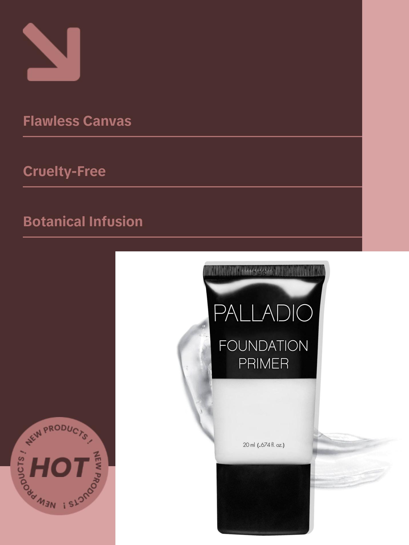 Palladio Foundation Primer, Lightweight and Velvety Primer with Aloe Vera and Chamomile, Wear Alone or As Foundation Base, Minimizes Fine Lines and Pores, Helps Makeup Last Longer, 0.674 oz