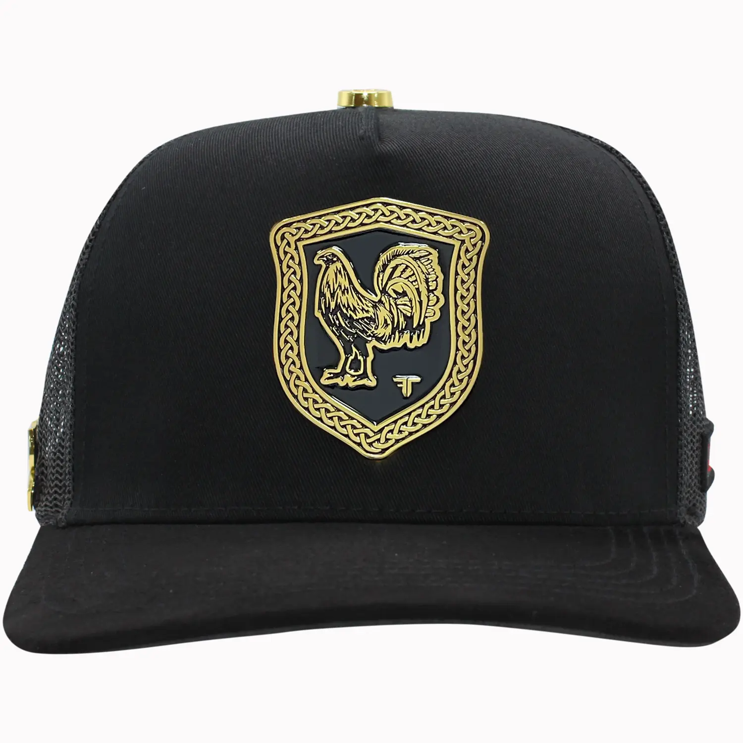 FERRETI HATS PREMIUM FT133M Gallo Greca Baseball Cap for Men Hand Wash Only Black with Gold Emblem