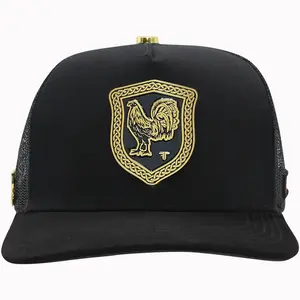 FERRETI HATS PREMIUM FT133M Gallo Greca Baseball Cap for Men Hand Wash Only Black with Gold Emblem