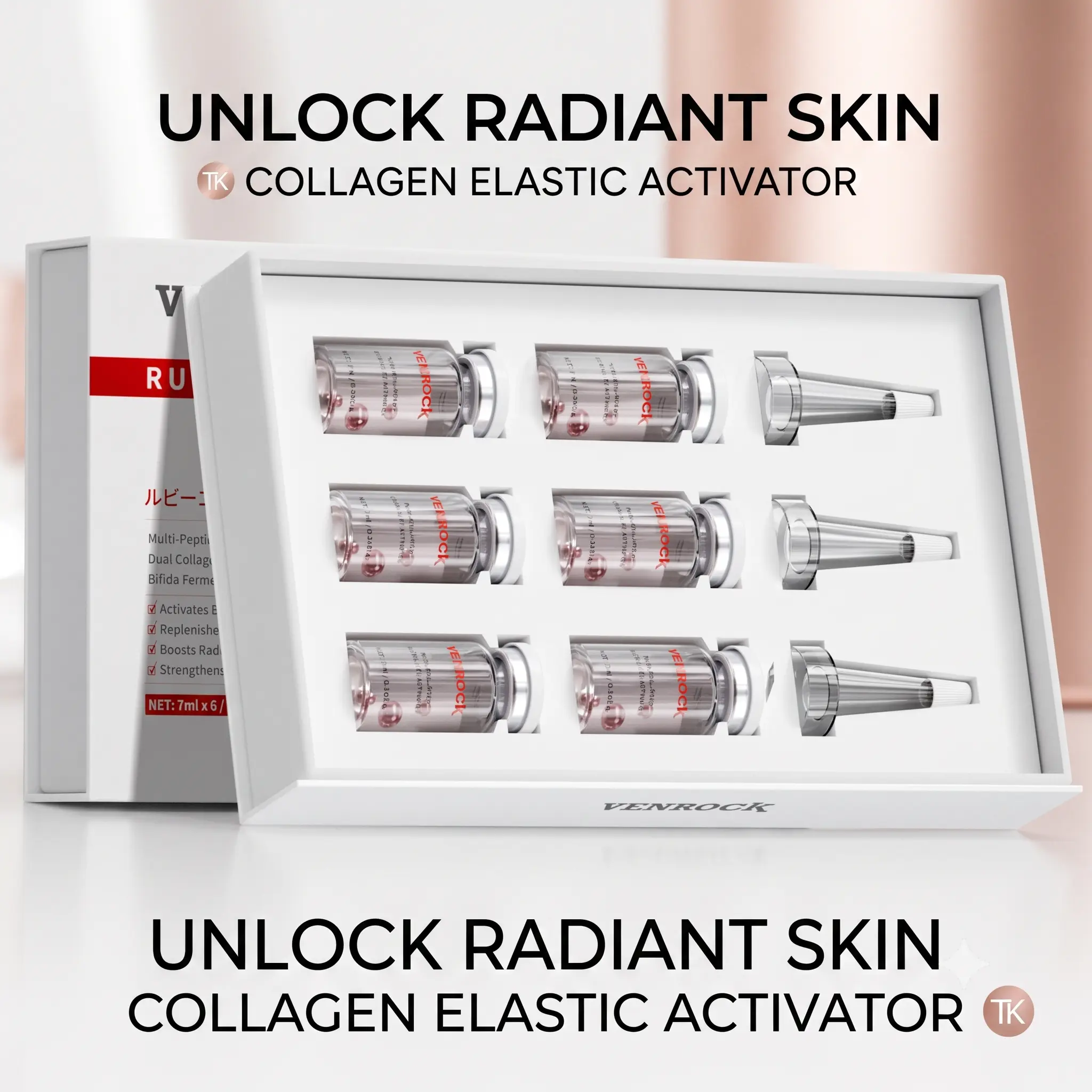 Ruby Collagen Elastic Activator Serum Ampoules - Anti-Aging, Firming & Glowing Skin (6 x 7ml)