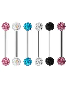 Stainless Steel Rhinestone Decor Tongue Ring, Nose Piercing Jewelry, Body Jewelry for Ear & Bone Piercings, Fashion Accessories for Women & Men