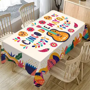Mexican Themed Tablecloth, Rectangular Tablecloth, Decorative Tablecloth for Home Kitchen Dining Room, Table Decorations for Party, Wedding, Restaurant