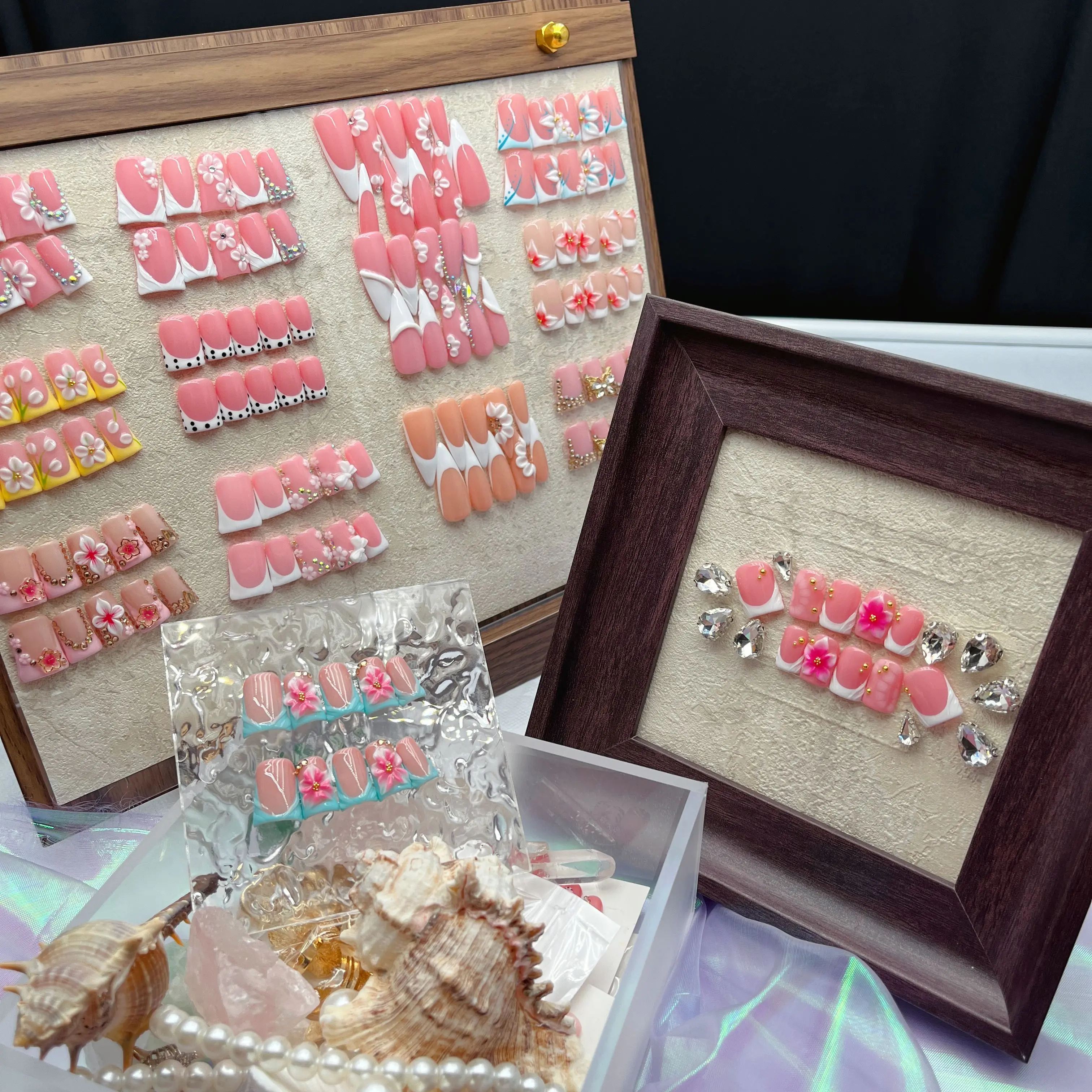 100% Luxury Handmade Press On Nails Full Set With Application Tool Kit, Handmade press on nails Fake nails Glue on nails Reusable press on nails 3D flower press on nails Hand painted press on nails Gel press on nails Duck Nails Rhinestone Nails