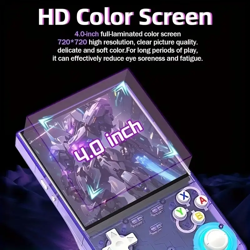 R36 Ultra Portable Handheld Game Console, 4.0 Inch HD Screen, Dual 3D Joysticks, 7 Color LED, Smooth Operation, Non-Battery Type