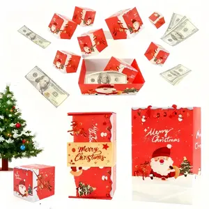 Christmas Surprise Gift Box Explosion for Money,Unique Folding Bouncing Envelope Gift Box,Cash Explosion Luxury for New Year Gift, Birthday Anniversary Valentine Proposal (10 Bounces)