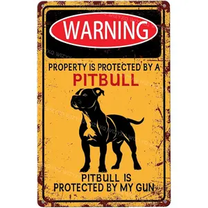 1pc Property Protected by Pitbull Warning Style 8*12 Inch Aluminum Sign for Security - themed Decor Variants