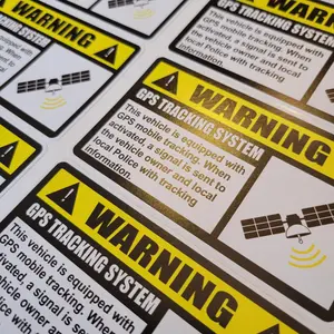 GPS Vehicle Car Alarm Security Caution Warning Decal Sticker, GPS Tracking Sticker for Cars