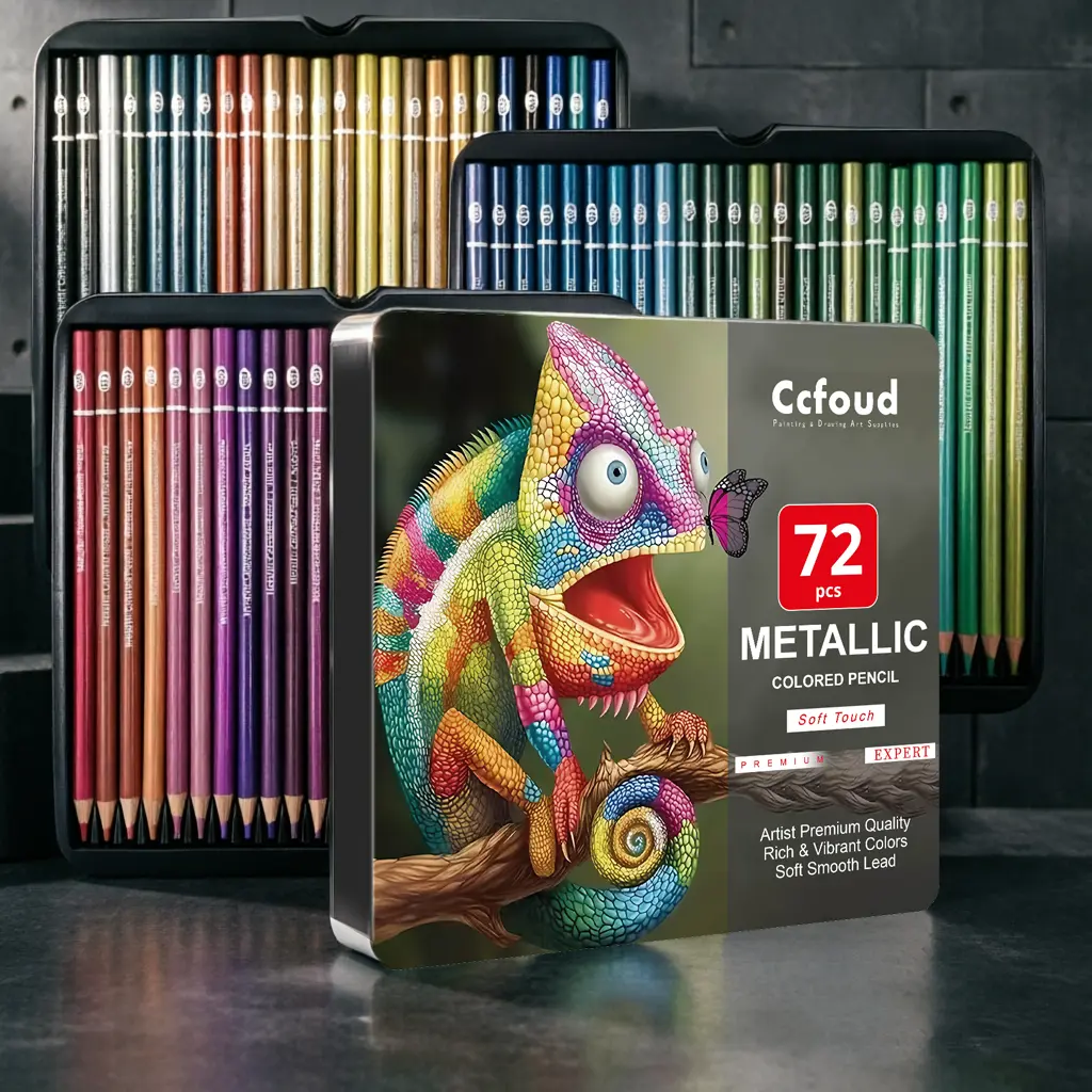 72 Metallic Colored Pencils, Soft Core with Vibrant Color, Ideal for Drawing, Blending, Sketching, Shading,Coloring Pencils for Adults