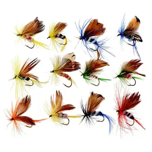 Random Color Artificial Fly Fishing Lure, 12pcs/set Bionic Butterfly Hard Bait Plastic Fishing Lure, Fishing Accessories, Topwater Lure for Outdoor Fishing