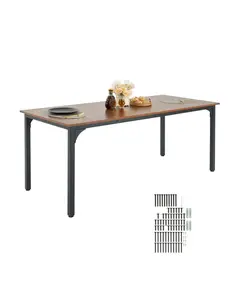 71-Inch Rectangle Dining Table in Warm Brown Finish, Solid Wood Construction, Spacious 6-8 Seats Kitchen Table, Durable Rectangular Dining Room Table for Family Meals, Easy Assembly, Stain-Resistant Surface, Table Only