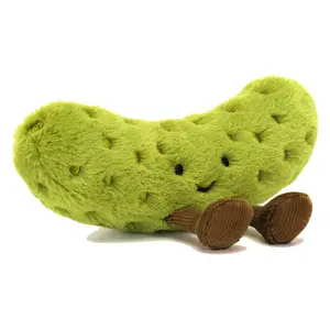 Plush Pickle Soft Toy, 16cm/6.3 Pickle Plush Doll for Children, Green Fluffy Stuffed Doll with Feet, Cute Smiling Plush Doll Gift for Birthday and Valentine's Day