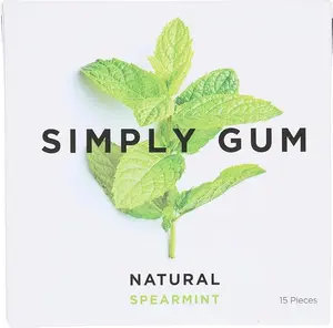 Simply Gum Spearmint Natural Chicle Base - 1 Pack of 15 Pieces, Organic & Vegan Snack with Real Spearmint Oil Flavor