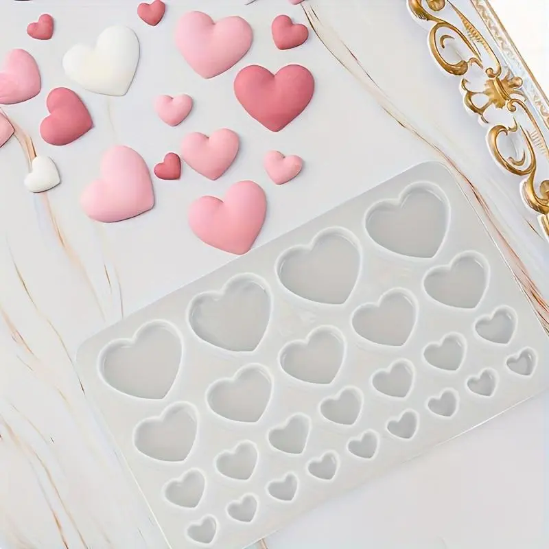1pc Large and Small Heart Chocolate Mold Silicone, Creative Three-Dimensional Heart Fondant Cake Decorating Insert - Piece Baking Tool