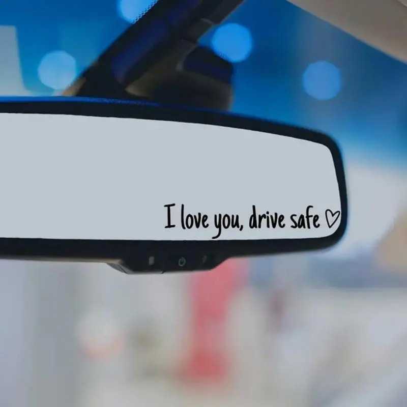 4 Counts Set(black+white) I Love You Drive Safe Car Mirror Sticker, Car Rearview Mirror Decorative Sticker, Vinyl Decal, Car Accessories for Girls Women.