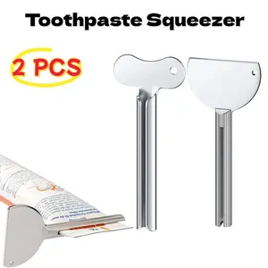 2 Piece Metal Toothpaste Squeezer, Nordic Style Home Essentials, High Efficiency No Residue, Portable Bathroom Toothpaste Holder