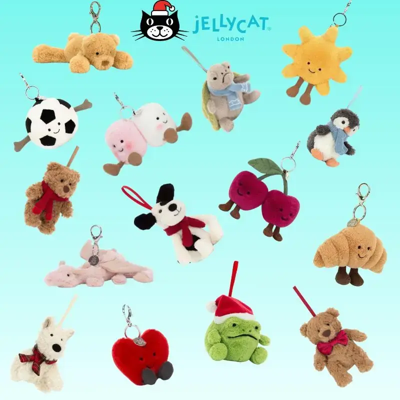Jellycat Kawaii Bag Charm Collection – Cute Plush Stuffed Animal Keychains for Handbag Backpack Purse & Keys, Adorable Accessories for Women Girls Kids Teens, Birthday Christmas Holiday Gifts
