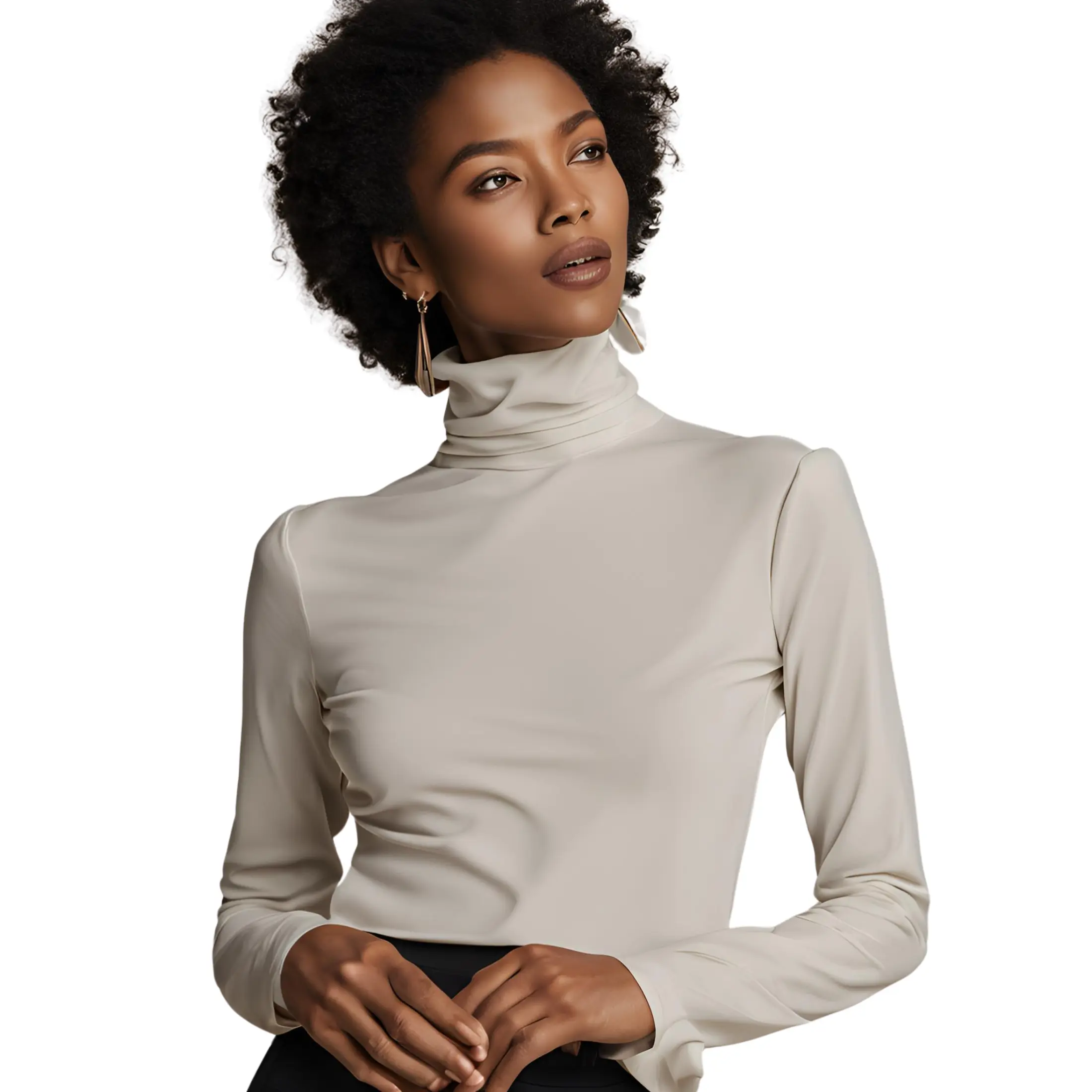 Women Turtleneck Tops Long Sleeves Pullover Shirt Knitwear Top Tee Blouses Cotton Turtleneck Casual Top Comfort Top Women Everyday Wear