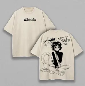 Shizuku Murasaki Vacuum Weapon Manga Panel Graphic Vintage Washed Tee Unisex Oversize Heavyweight Cotton Crewneck Soft Tops Natural Shade Anime Gift