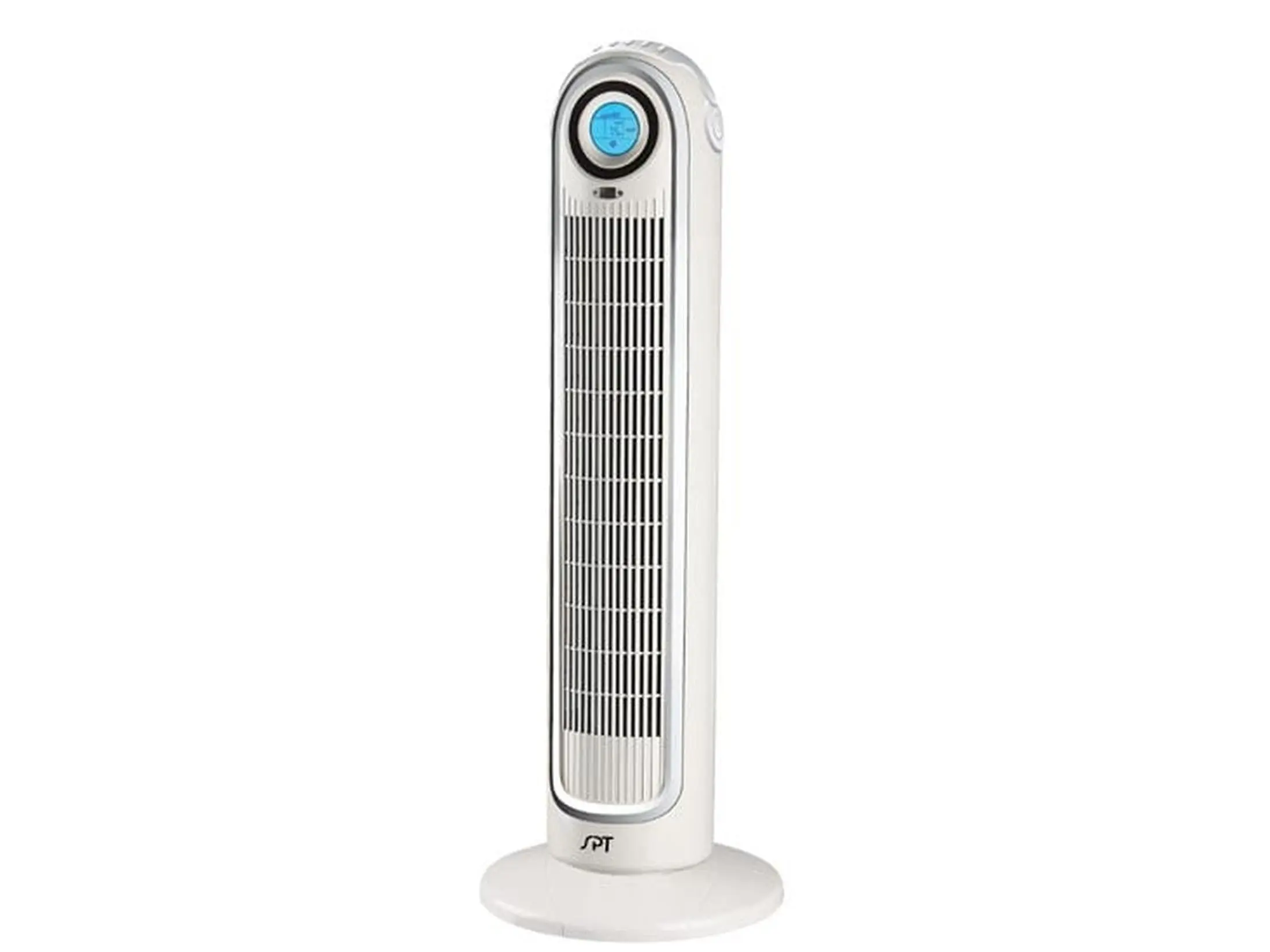 Remote Controlled Tower Cooling Fan with Ionizer, 70-Degree Oscillation, Adjustable Speed, Timer, Blue Backlit Display