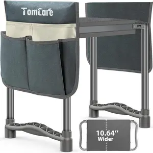 Kneeler and Seat 10.64" Wider Larger Soft Kneeling Pad Bench with 2 Large Tool Pouches Stool Foldable Tools Gifts for Men Gardeners,Grey