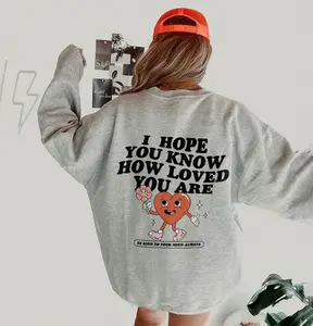 I Hope You Know How Loved You Are Sweatshirt, Retro Heart Crewneck Y2K Mental Health Gifts Depression Awareness Indie Sweatshirt, Therapy Anxiety SweatshirtSweatshirt