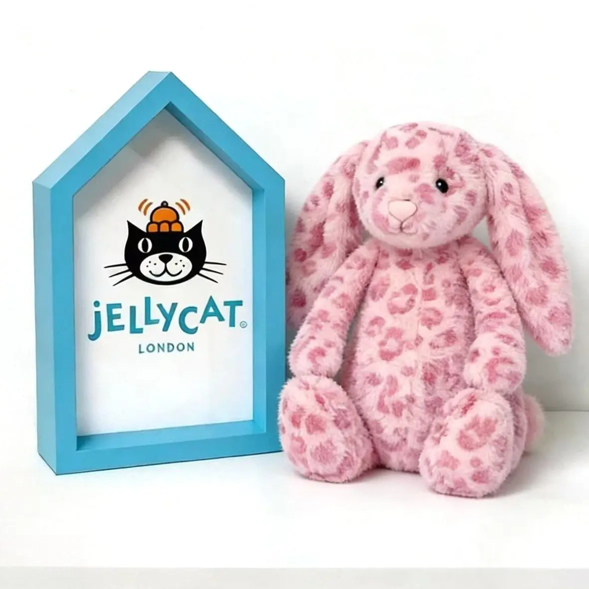 Jellycat Leopard Pink Bunny Plush – Soft Pink Leopard Print Rabbit Stuffed Animal, Cute Cuddly Toy, Adorable Collectible Gift
