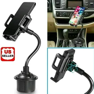 Universal Adjustable Gooseneck Car Mount with Cup Holder Cradle for Cell Phone - New and Versatile
