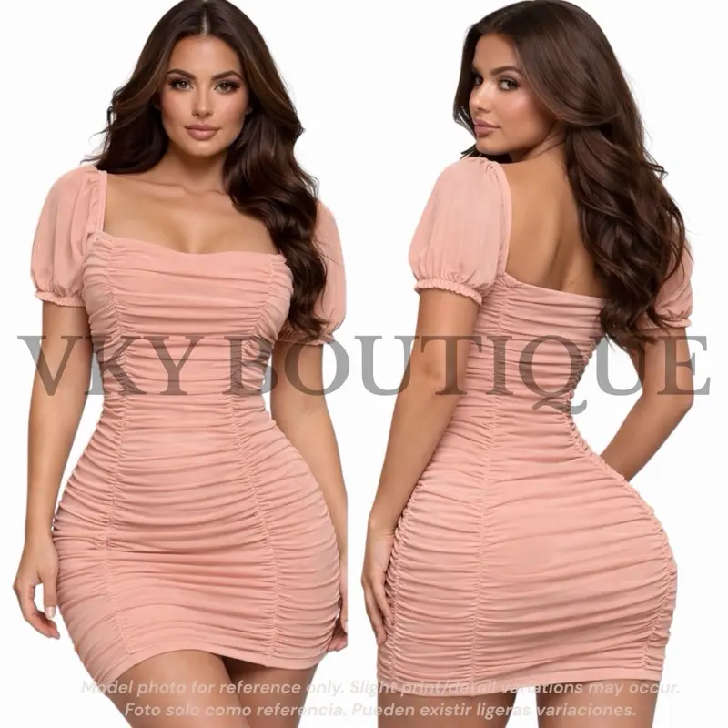 Runched minu bodycon dress light pink - TikTok Shop