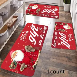 Santa Claus Pattern Doormat, 1 Count Non-slip Absorbent Doormat, Rectangle Home Decor Carpet for Living Room Bedroom Kitchen, Room Decor